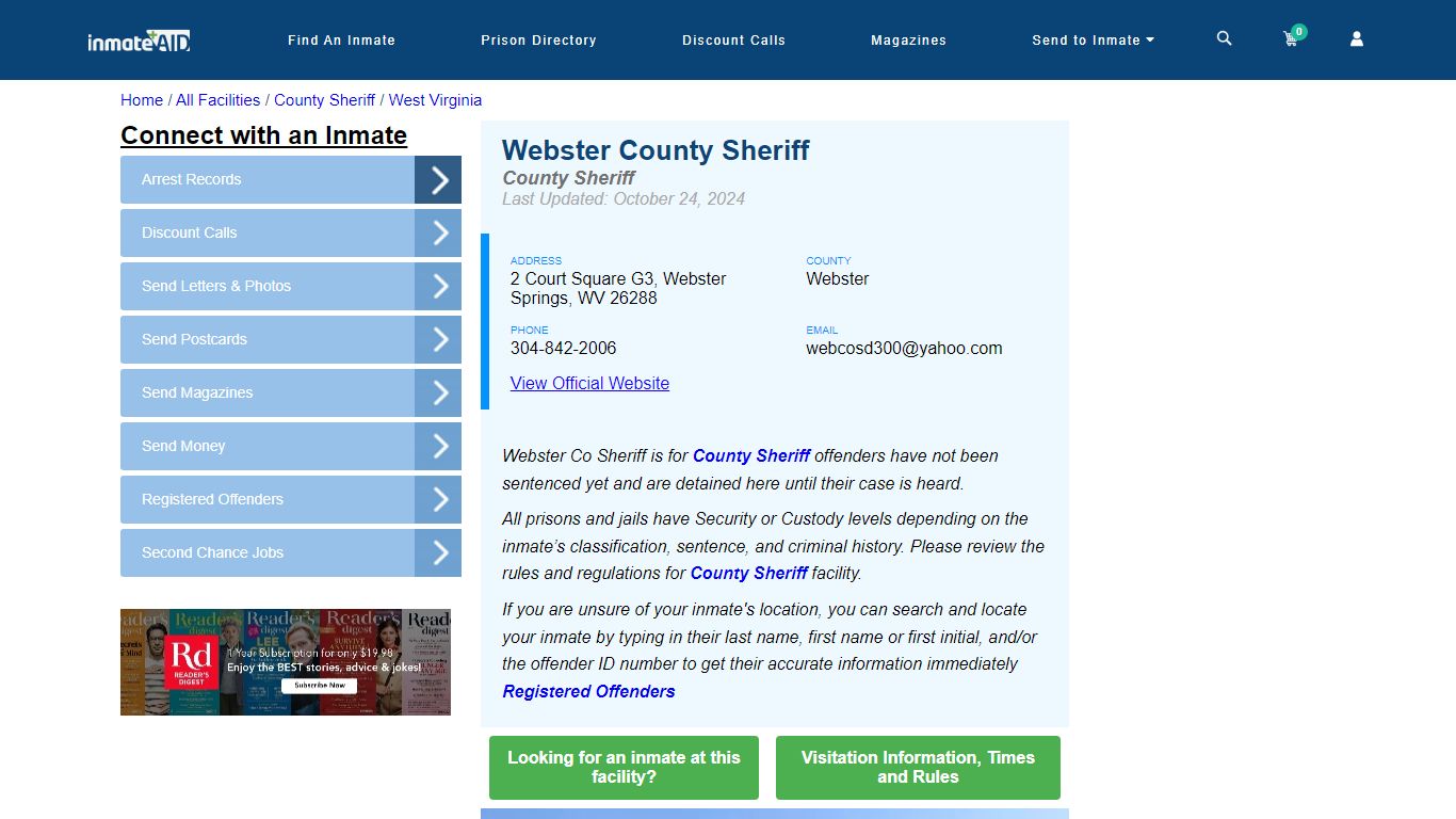 Webster County Sheriff & Arrest Search - InmateAid